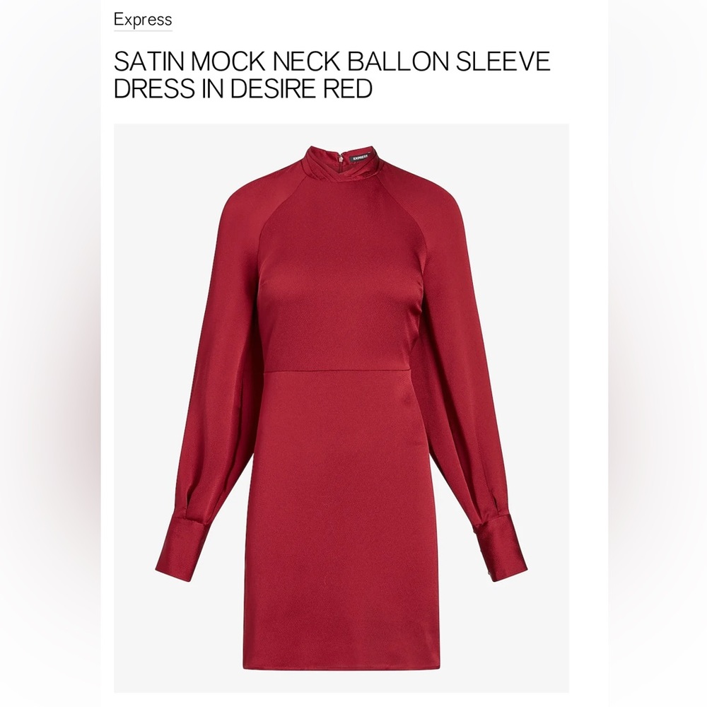 Express
SATIN MOCK NECK BALLON SLEEVE
DRESS IN DESIRE RED